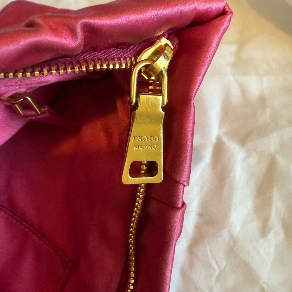 Prada Fuchsia Satin Pouch with Gold Accent - Picture 12 of 16